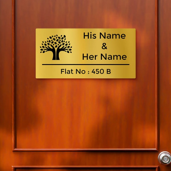 Artistic Hand & Tree Design Gold Color Nameplate