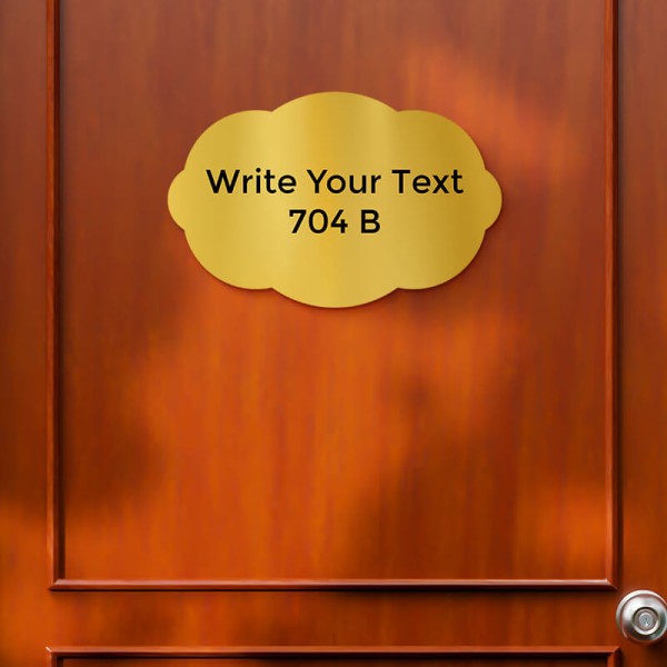Cloud Design Gold Color Nameplate