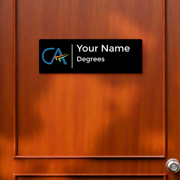 CA Themed Plain Design Black Color Nameplate