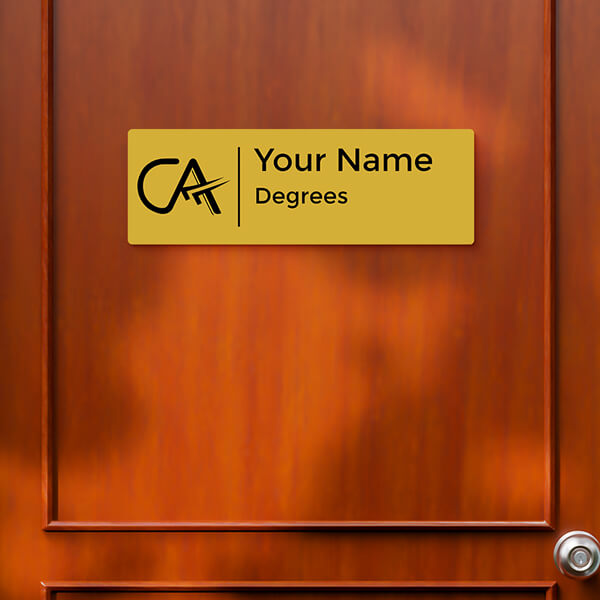 CA Themed Plain Design Gold Color Nameplate