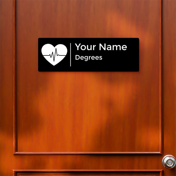 Beating Heart Design Black Color Nameplate