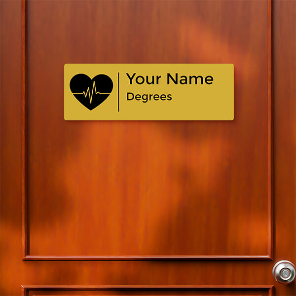 Beating Heart Design Gold Color Nameplate