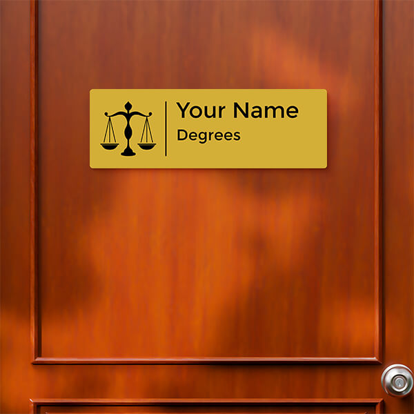 Equal Justice For All Design Gold Color Nameplate