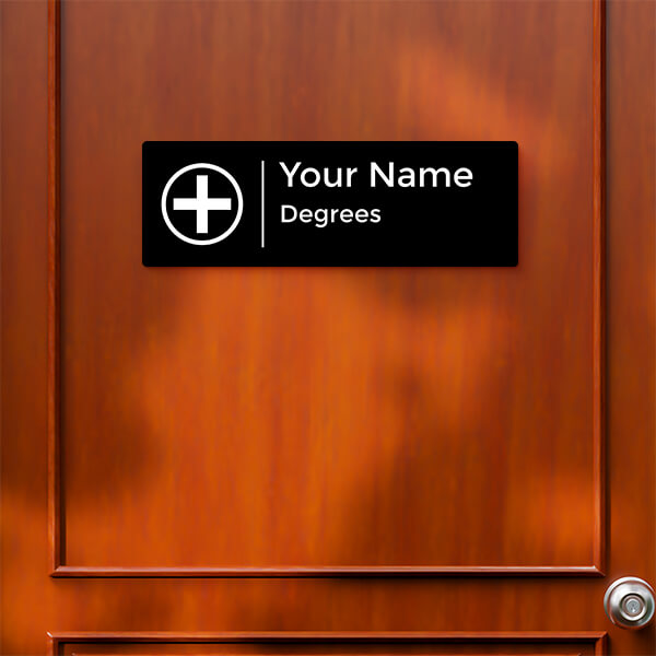 Medical Themed Plain Design Black Color Nameplate