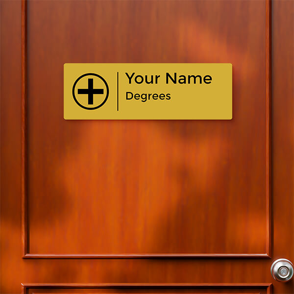Medical Themed Plain Design Gold Color Nameplate