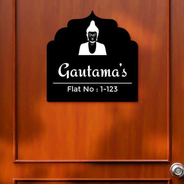 Buddha Arch Design Black Color Nameplate