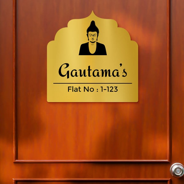 Buddha Arch Design Gold Color Nameplate