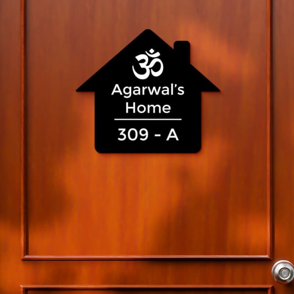 Omkar Sweet Home Design Black Color Nameplate
