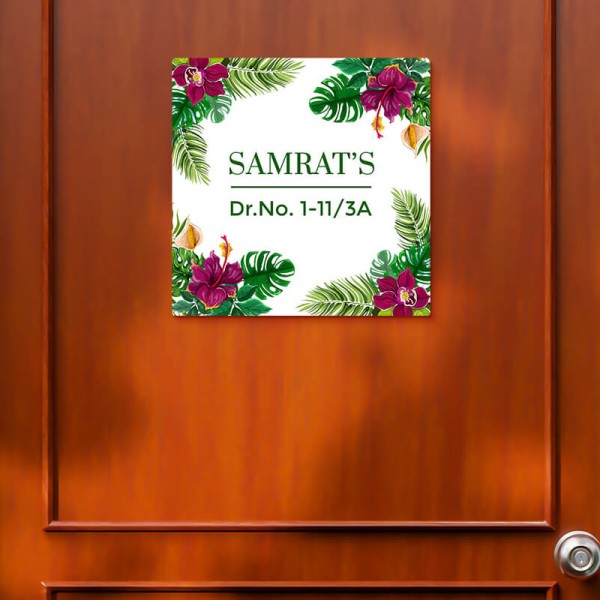 Wild Flowers & Leafs Design Glossy Nameplate