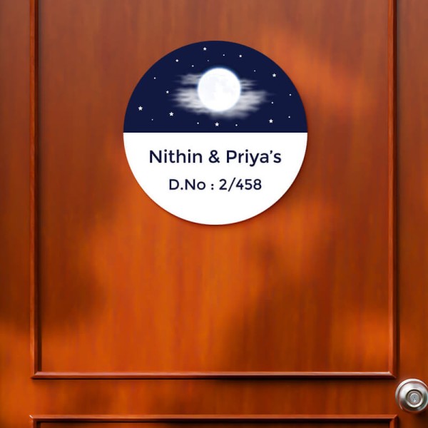 Full Moon Circular Design Glossy Nameplate