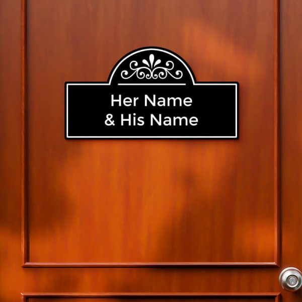 Semi Circle Rectangular Design Glossy Nameplate