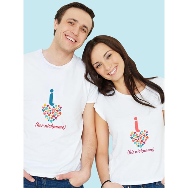 Cute Nickname Multicolor Love Symbols Couples T Shirt