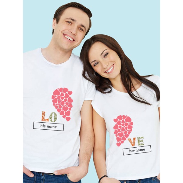 Half Heart Shaped Valentine Couples T Shirt