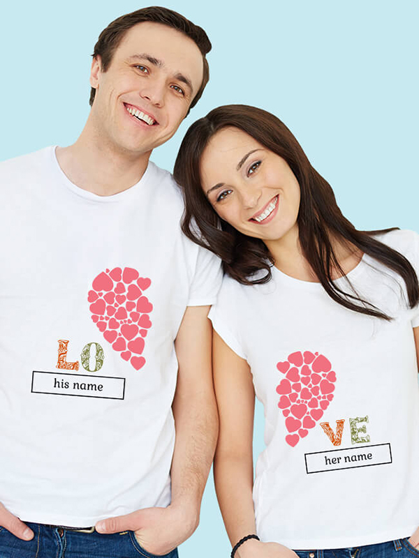 Half Heart Shaped Valentine Couples T Shirt