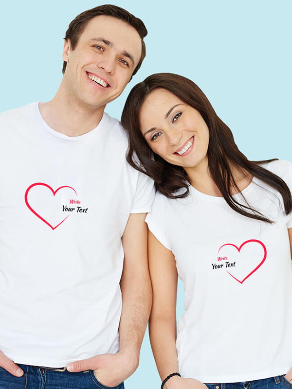 Red Love with Your Names On Personalized Couple T-Shirt
