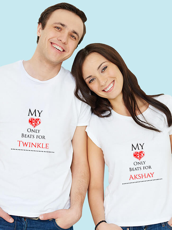 My Heart Beat Theme On Couple T-shirts For Men & Women