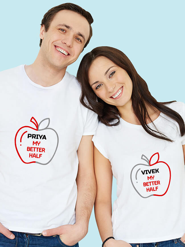 My Better Half On Customized Couple Tees
