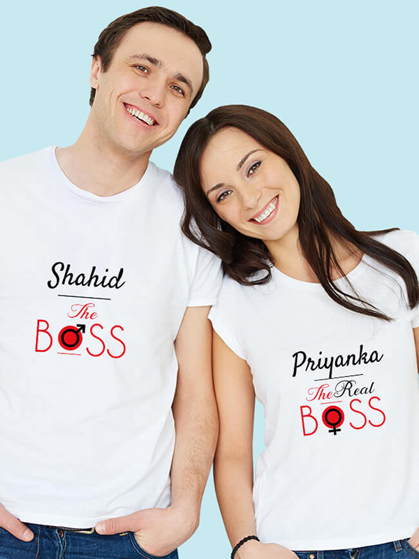 The Boss and The Real Boss On Couple T-shirts For Men & Women