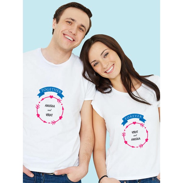 Yellow Love Arrows Forever and Together with Names On Personalized Couple Tshirt Yellow Love Arrows Forever and Together with Names On Personalized Couple Tshirt