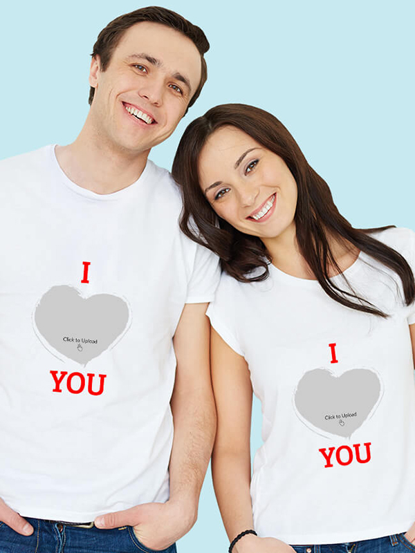 I Love You with Your Image On Couple T-shirts For Men & Women