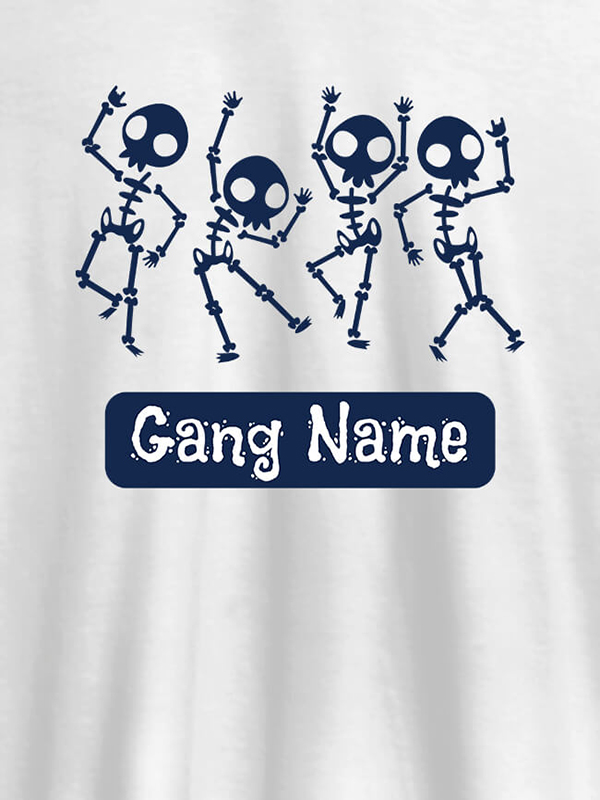 Gang Name Skeleton Design Personalised Mens T Shirt