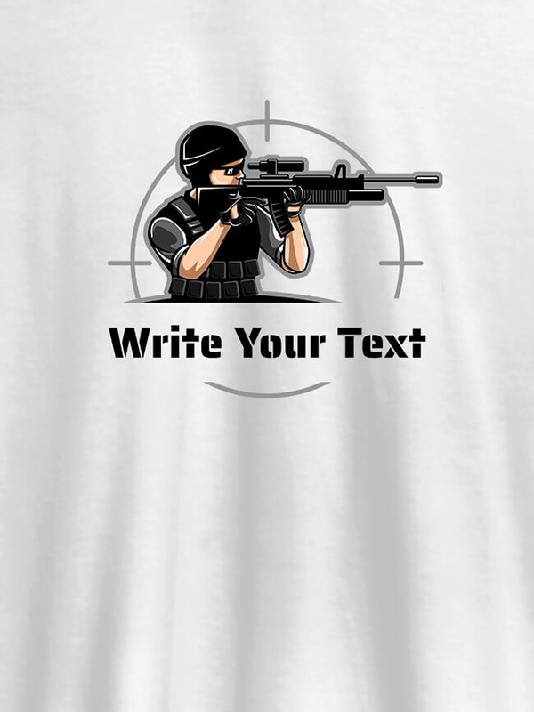Sniper with Your Text On Customized Mens T-Shirt