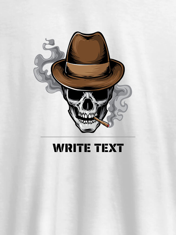 Skull Smoking Theme with Your Text On Personalized Tees