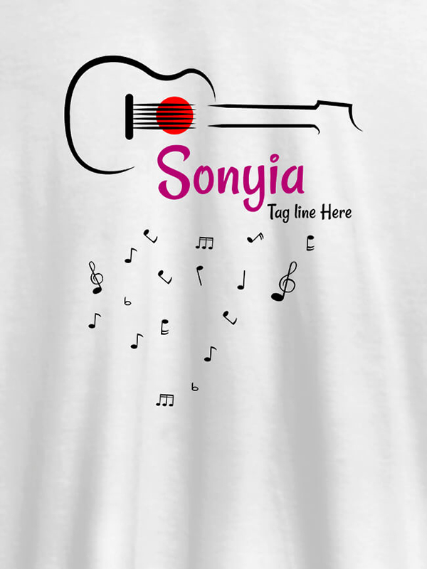 Personalised Womens T Shirt With Name Guitar Design