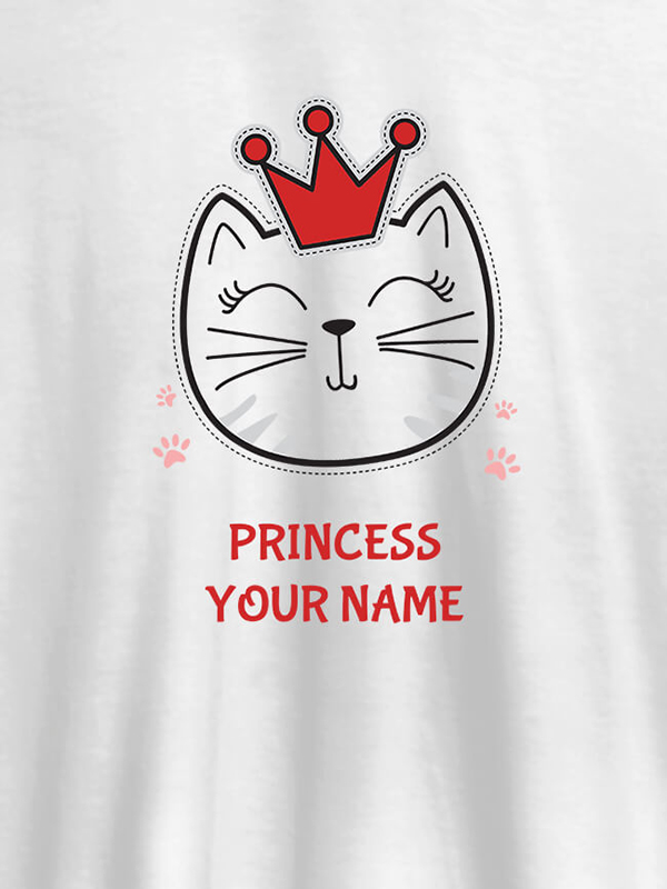 Princess Cat Personalised Womens T Shirt With Name