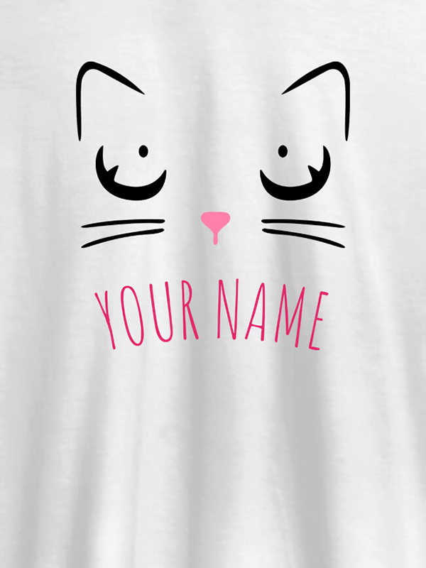 Cat Art Design Personalised Womens T Shirt With Name