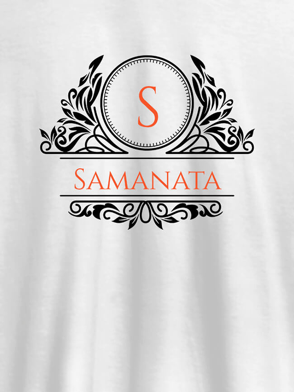 Shield Design with Text and Initial On Customized Tshirt for Women