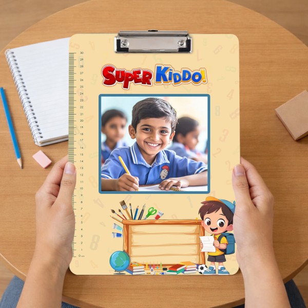 Cream Beige Super Kiddo School Hero Acrylic Writing Pad