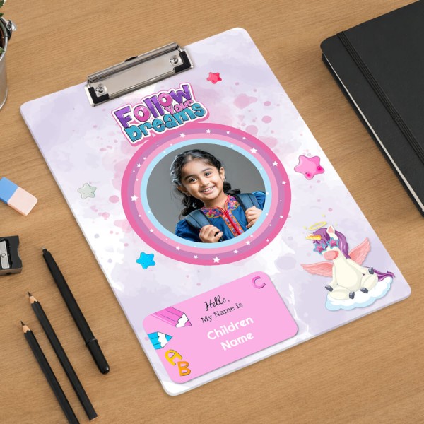 Purple Follow Your Dreams Unicorn Acrylic Writing Pad