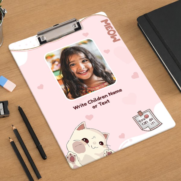 Soft Pink Meow Heart Kitty Acrylic Writing Pad