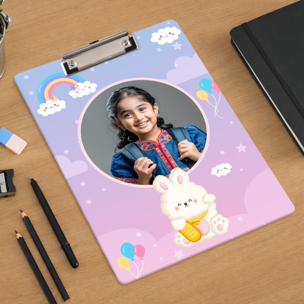 Lavender Purple Happy Bunny Rainbow Acrylic Writing Pad