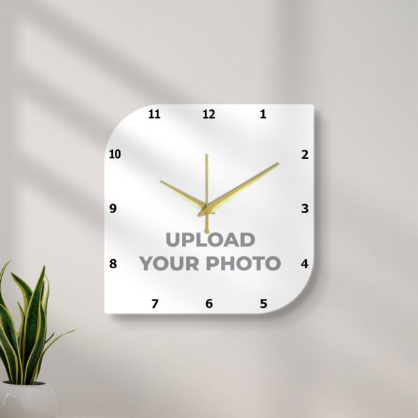 Two Side Curved Edge Shaped Photo Wall Clock
