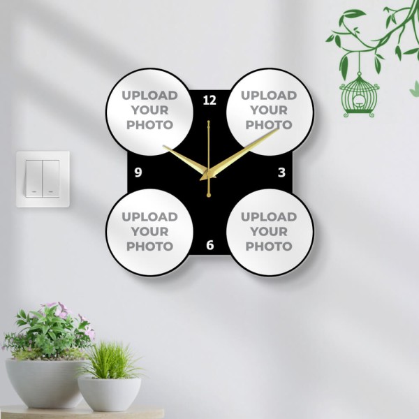 Four Round Shapped Pics Wall Clock