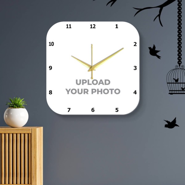 Curved Square Shaped Photo Wall Clock