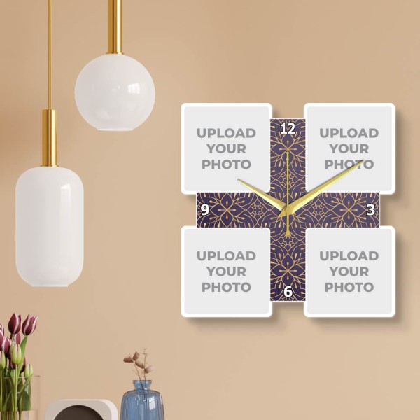 Four Pics Square Shaped Wall Clock