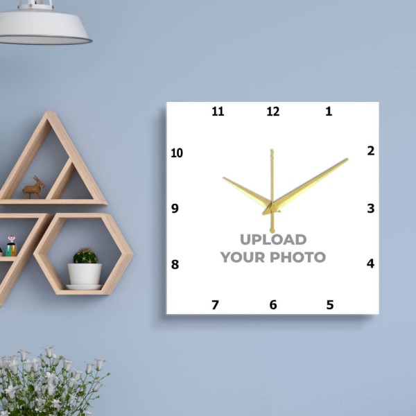 Simple Square Shaped Photo Wall Clock