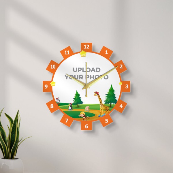 Kids Numbered Wheel Shaped Photo Wall Clock
