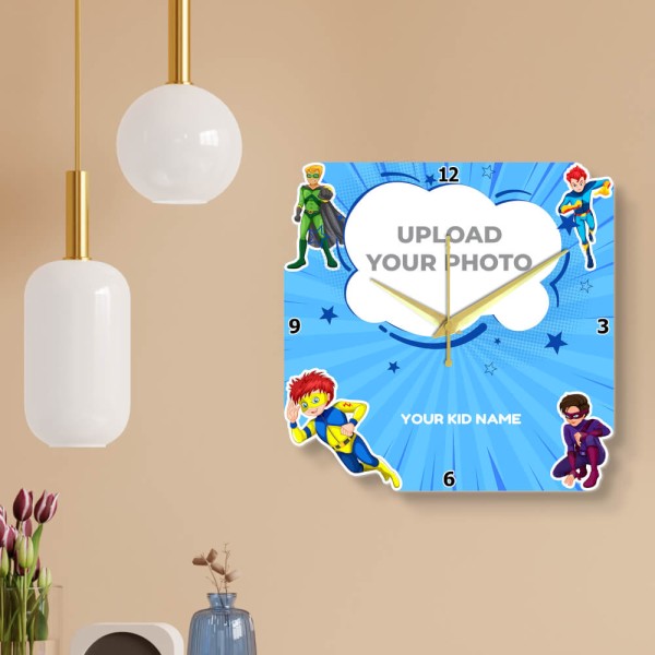 Kids Super Fan Boy Shaped Photo Wall Clock