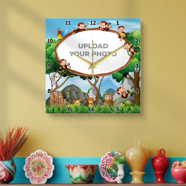 Kids Simple Square Shaped Photo Wall Clock