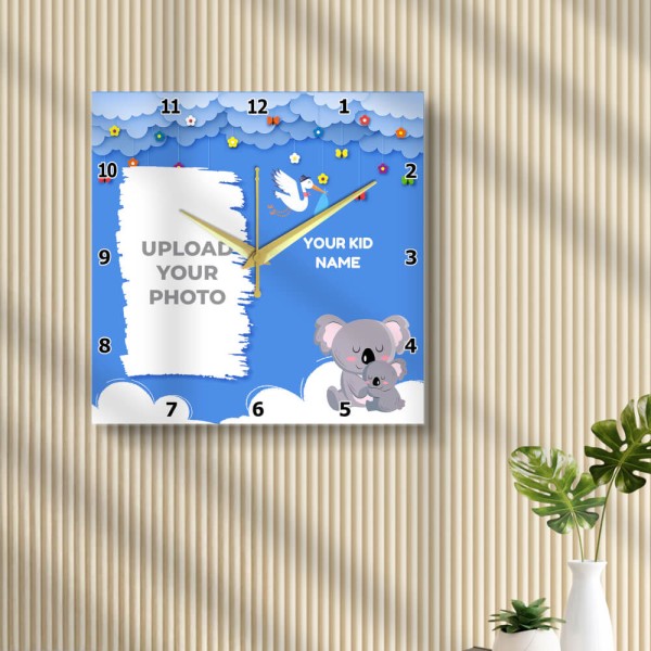 Kids Square Shaped Kids Photo Wall Clock