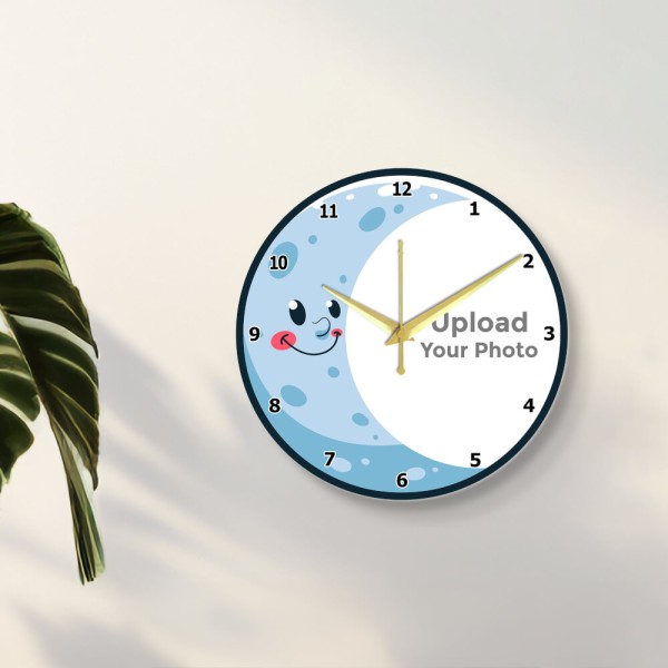 Smiling Moon Clock Design Photo Wall Clock