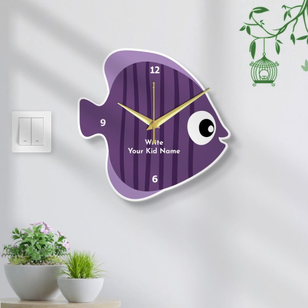 Happy Fish Shaped Clock Design Photo Wall Clock