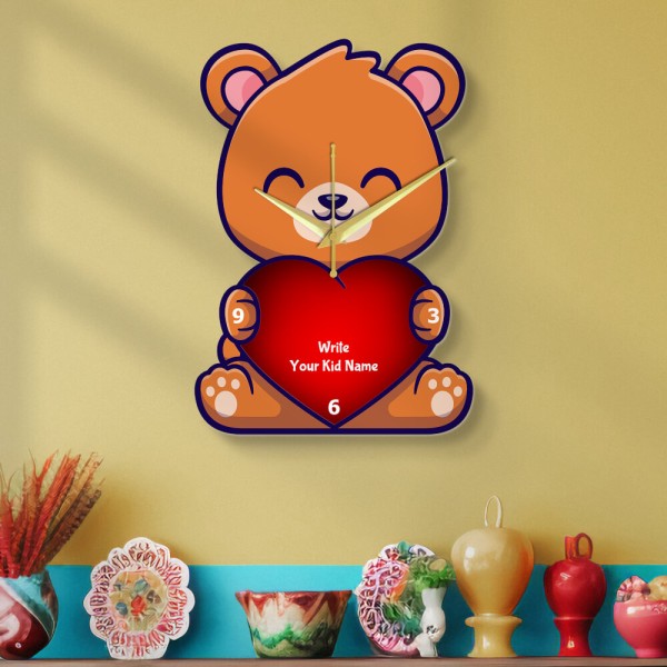 Baby Teddy Bear with Heart Clock Design Photo Wall Clock