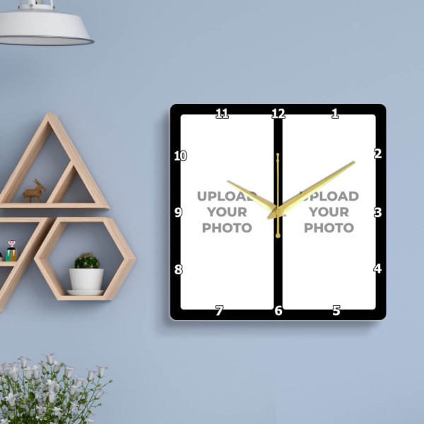 Thick Bordered Square Clock Design Photo Wall Clock