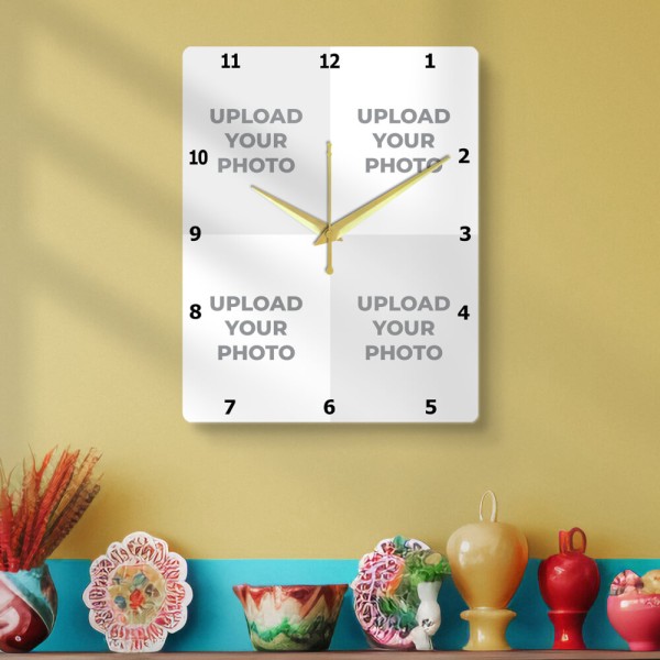 Portrait Four Picture Upload Design Photo Wall Clock
