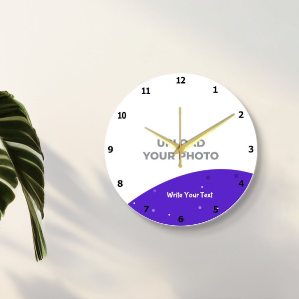 Circle Shaped With Text In Purple Colored Background Photo Wall Clock